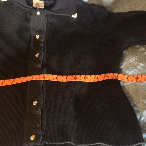 Black Knit Sweater With Bling Buttons and Silver Tips on collar by Von Saken - Picture 7 of 11